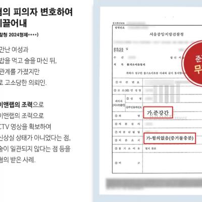 준강간 혐의 피의자 변호하여 무혐의 이끌어내