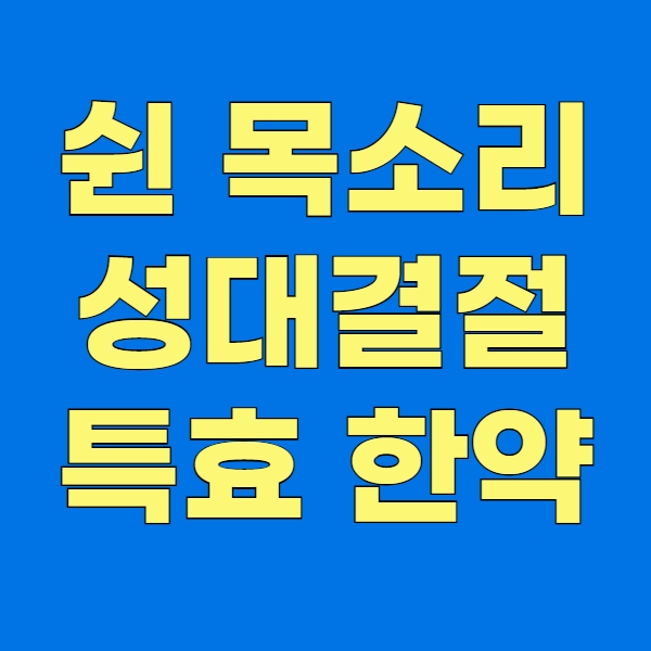 쉰목소리 성대결절 특효한약